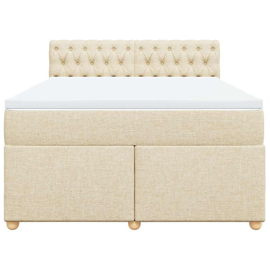 Boxspring met matras stof crèmekleurig 140x190 cm – afbeelding 6