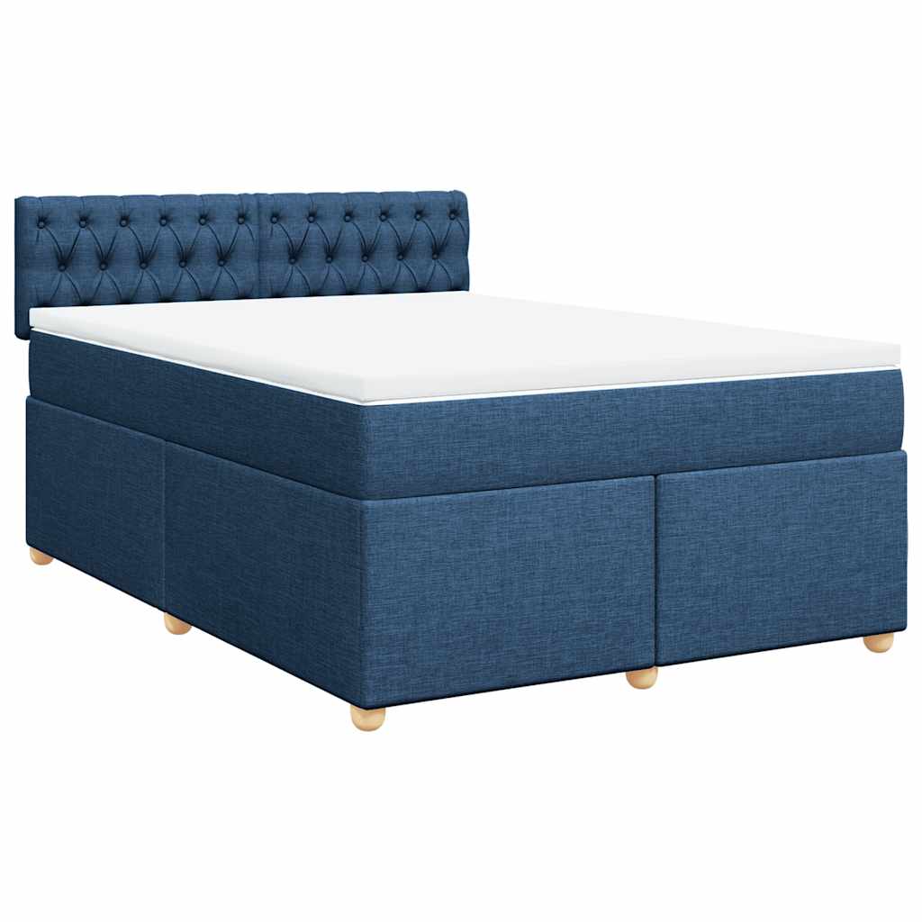 Boxspring met matras stof blauw 140x190 cm – afbeelding 3