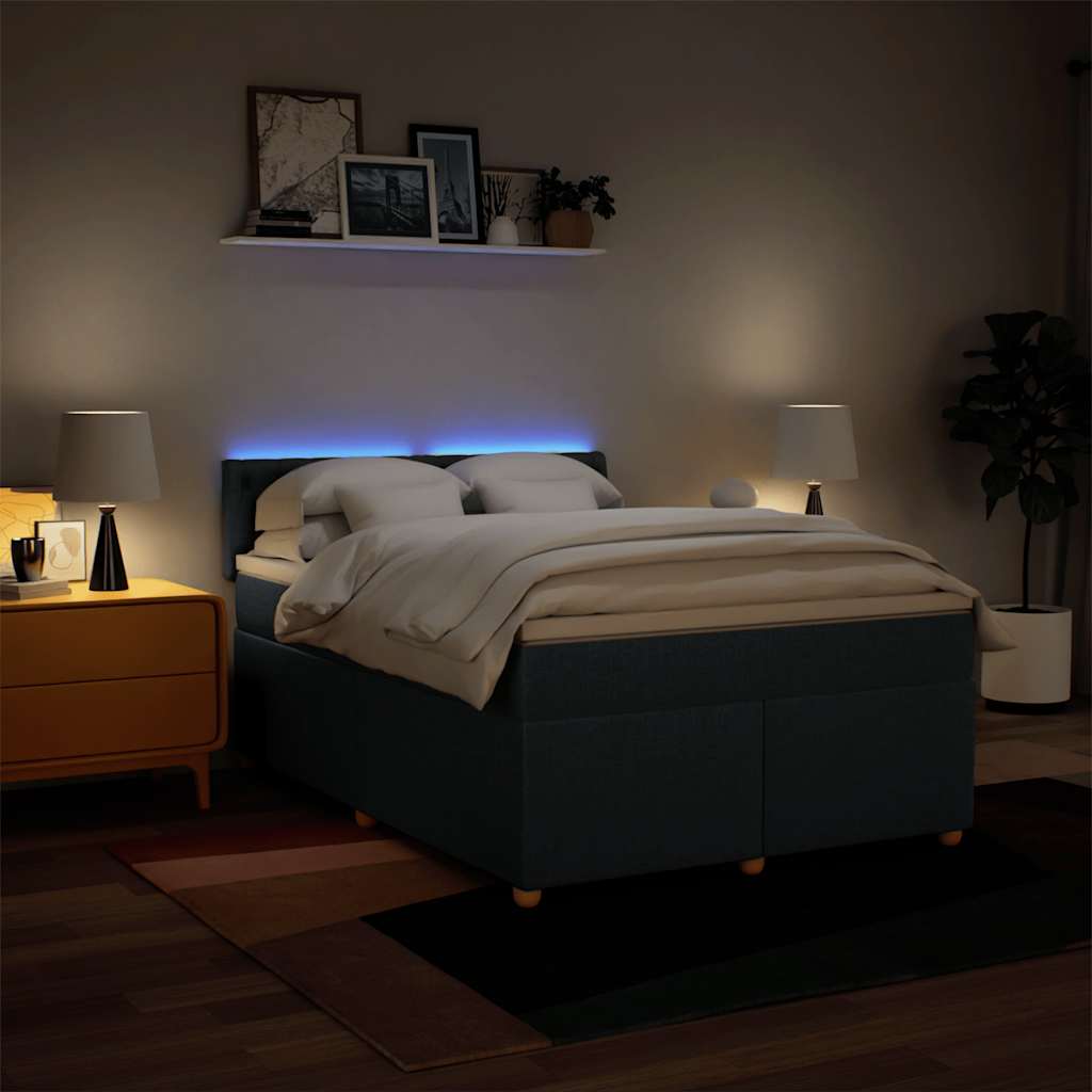 Boxspring met matras stof blauw 140x190 cm – afbeelding 5