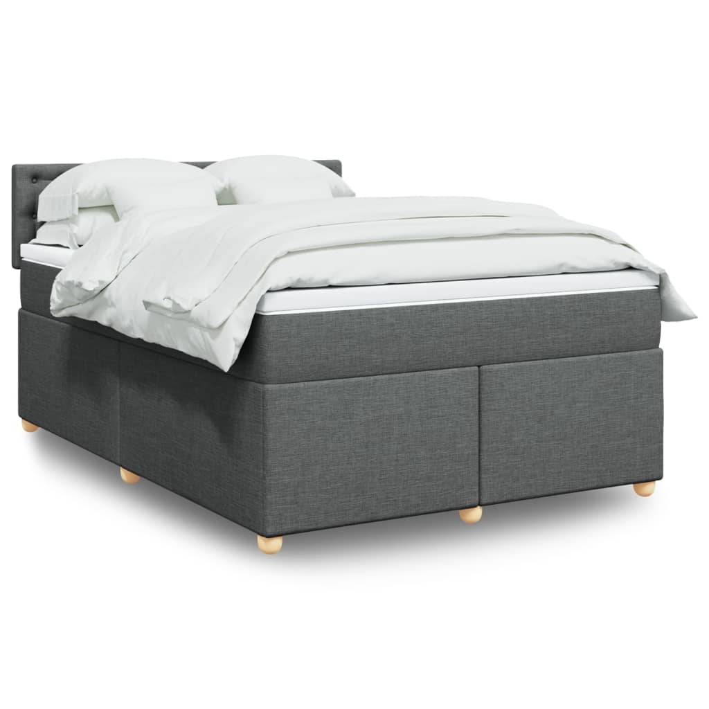 Boxspring met matras stof donkergrijs 140x190 cm – afbeelding 1