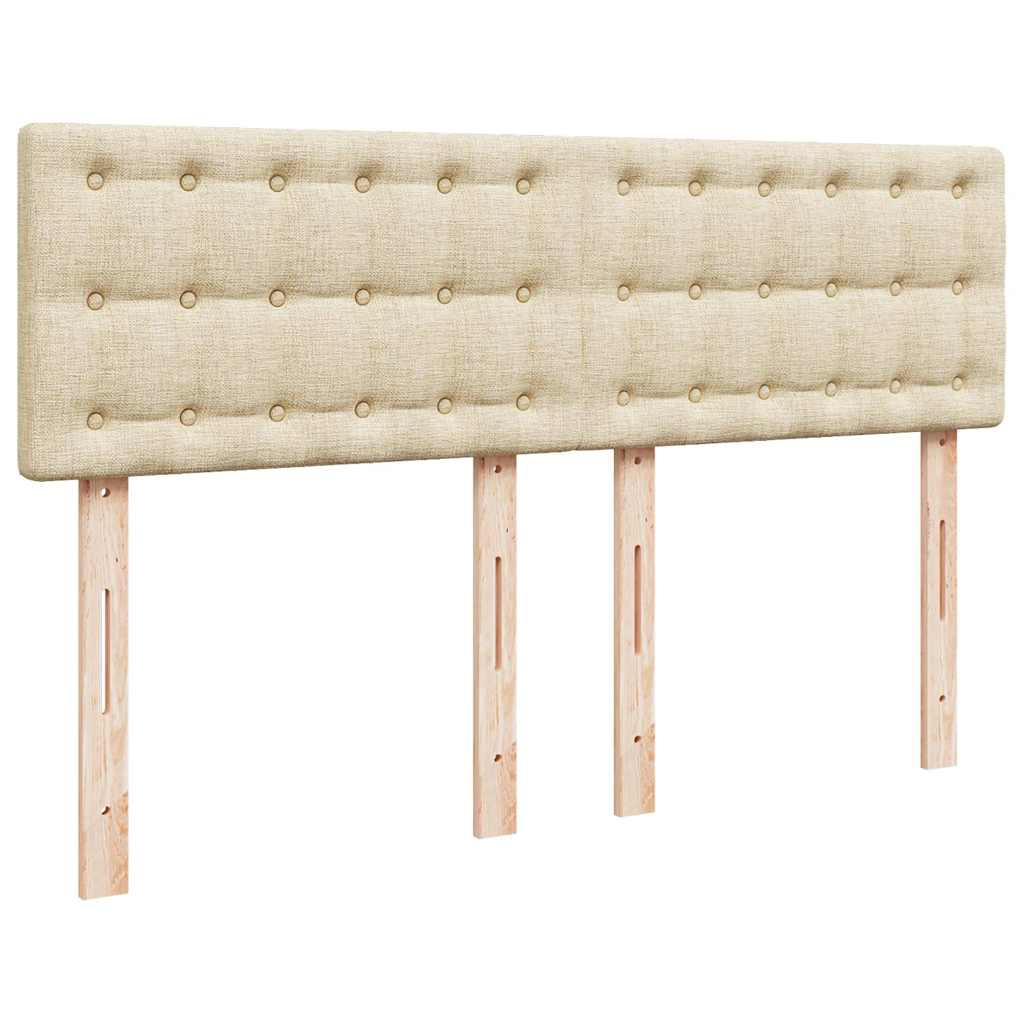 Boxspring met matras stof crèmekleurig 140x190 cm – afbeelding 12
