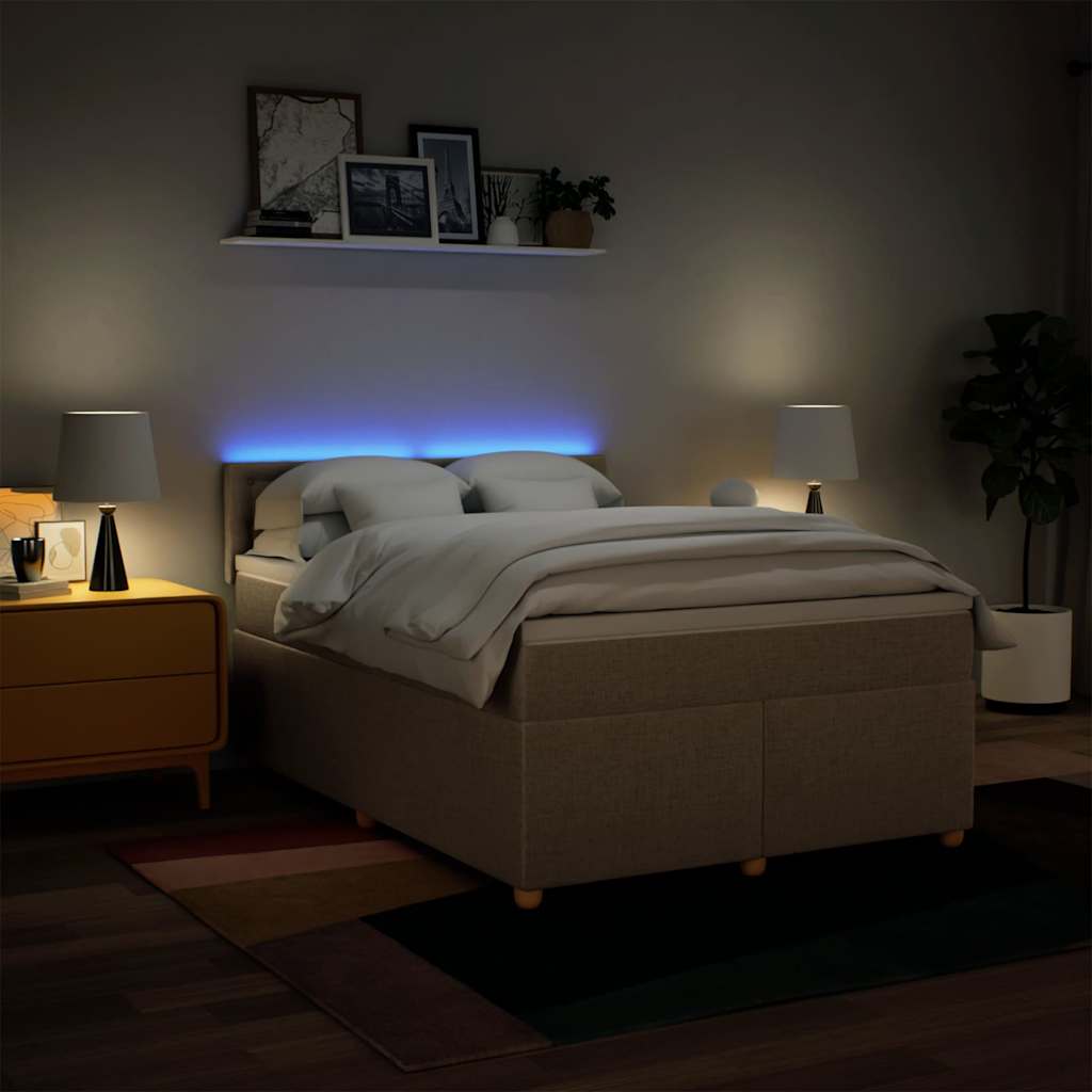 Boxspring met matras stof crèmekleurig 140x190 cm – afbeelding 5