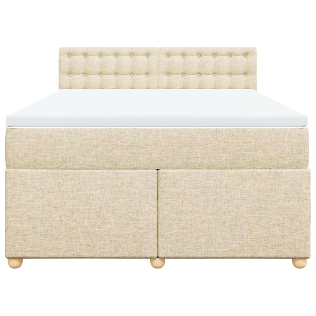 Boxspring met matras stof crèmekleurig 140x190 cm – afbeelding 6