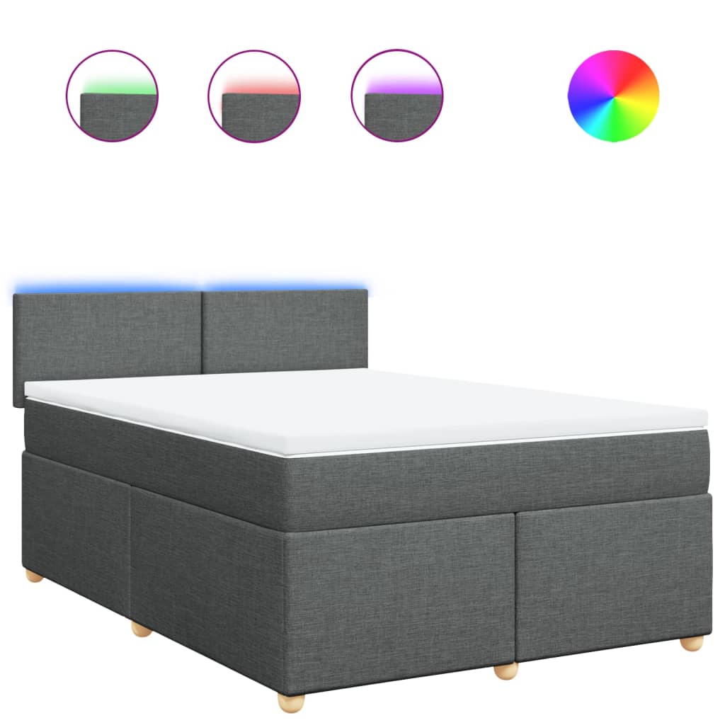 Boxspring met matras stof donkergrijs 140x200 cm – afbeelding 2