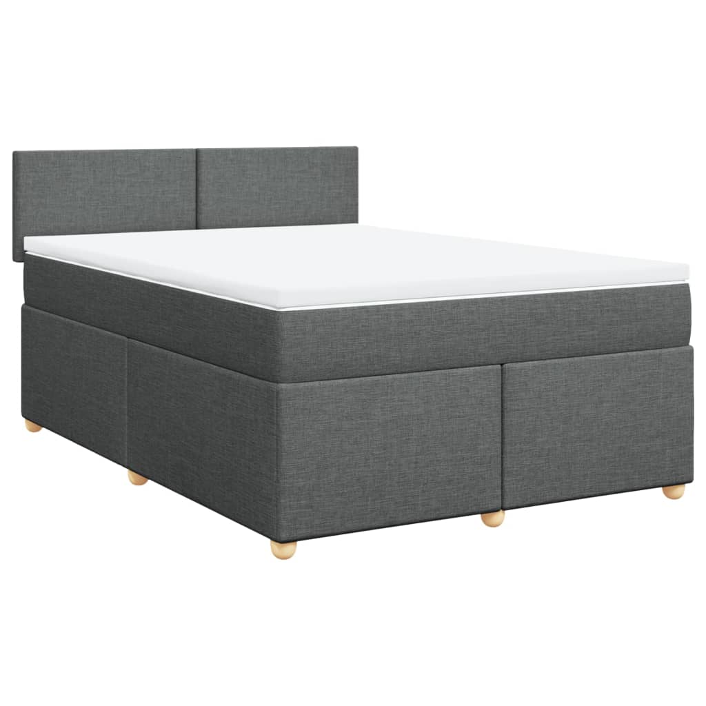 Boxspring met matras stof donkergrijs 140x200 cm – afbeelding 3