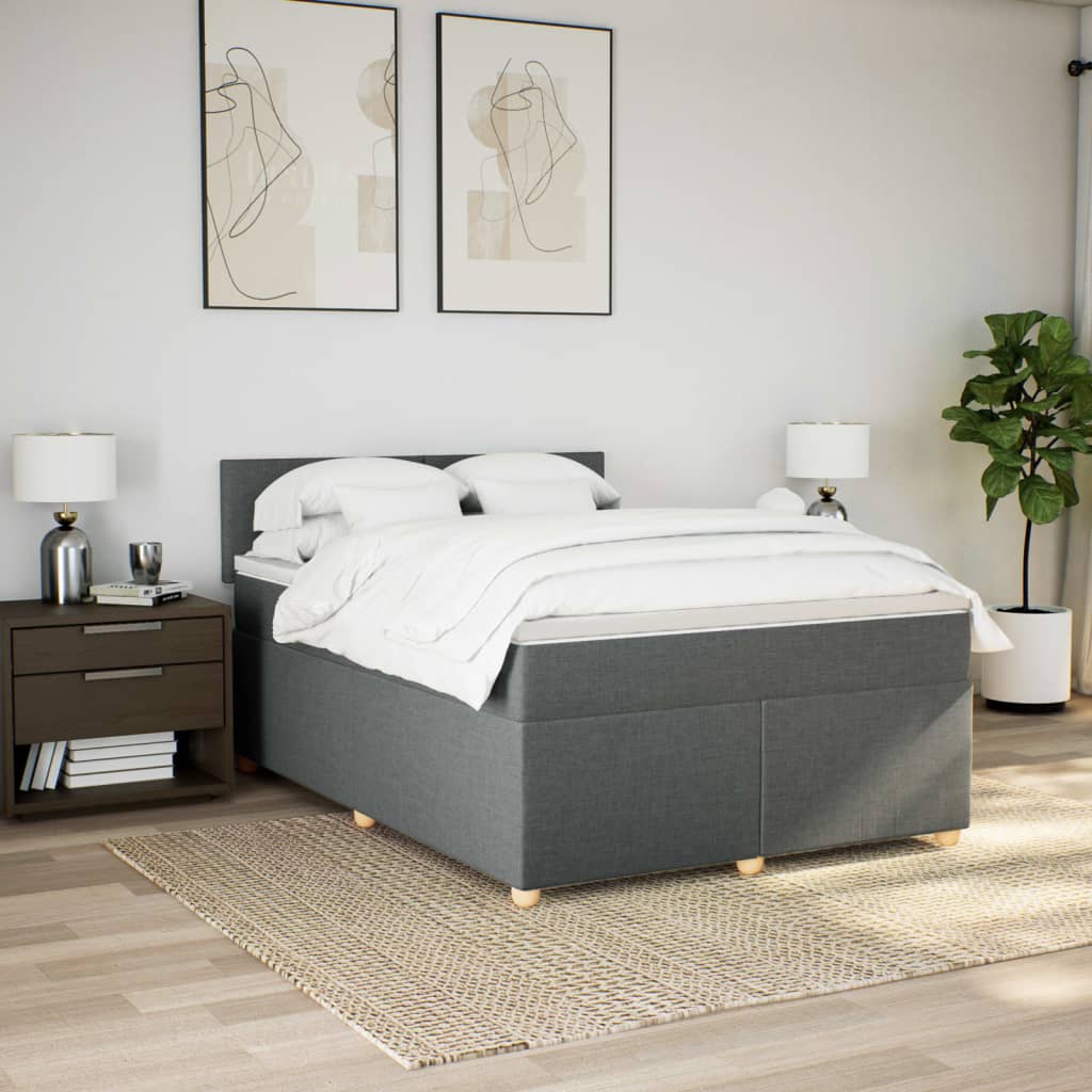 Boxspring met matras stof donkergrijs 140x200 cm – afbeelding 4