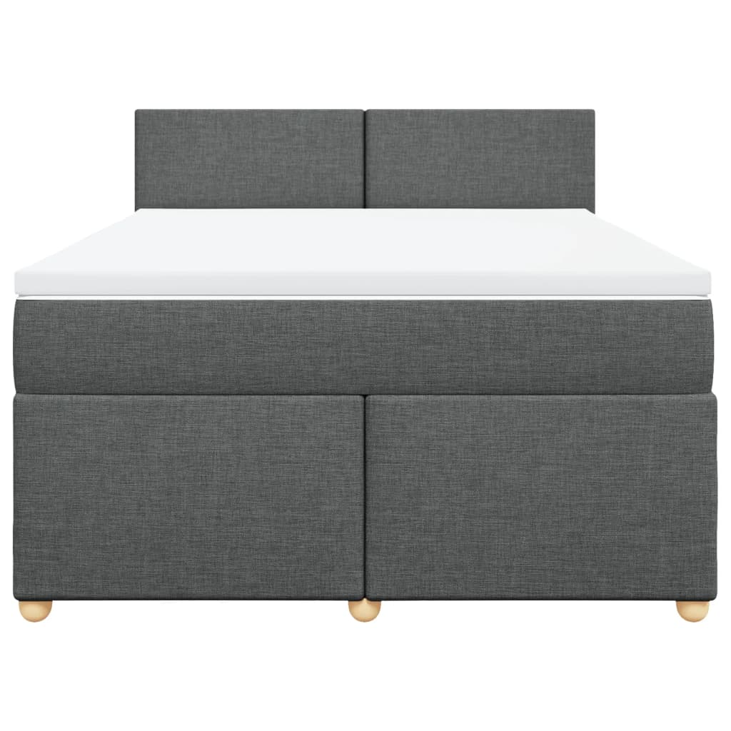 Boxspring met matras stof donkergrijs 140x200 cm – afbeelding 6