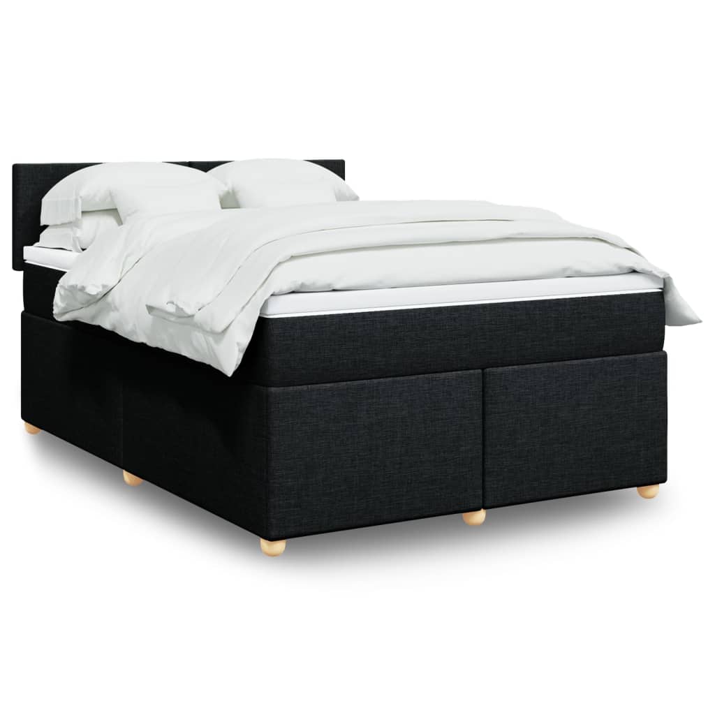 Boxspring met matras stof zwart 140x200 cm – afbeelding 1