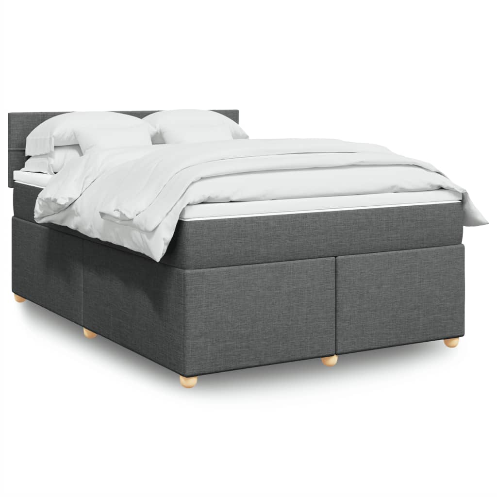 Boxspring met matras stof donkergrijs 140x200 cm – afbeelding 1