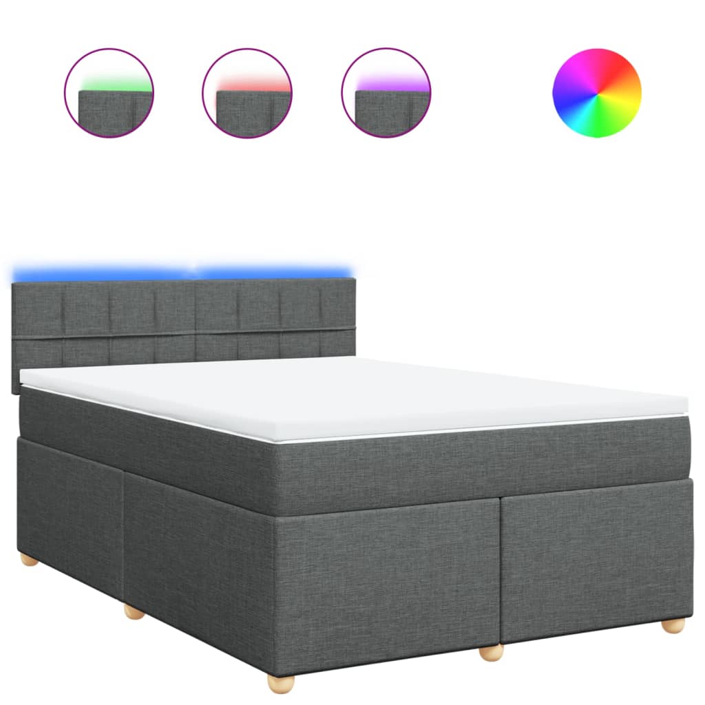 Boxspring met matras stof donkergrijs 140x200 cm – afbeelding 2