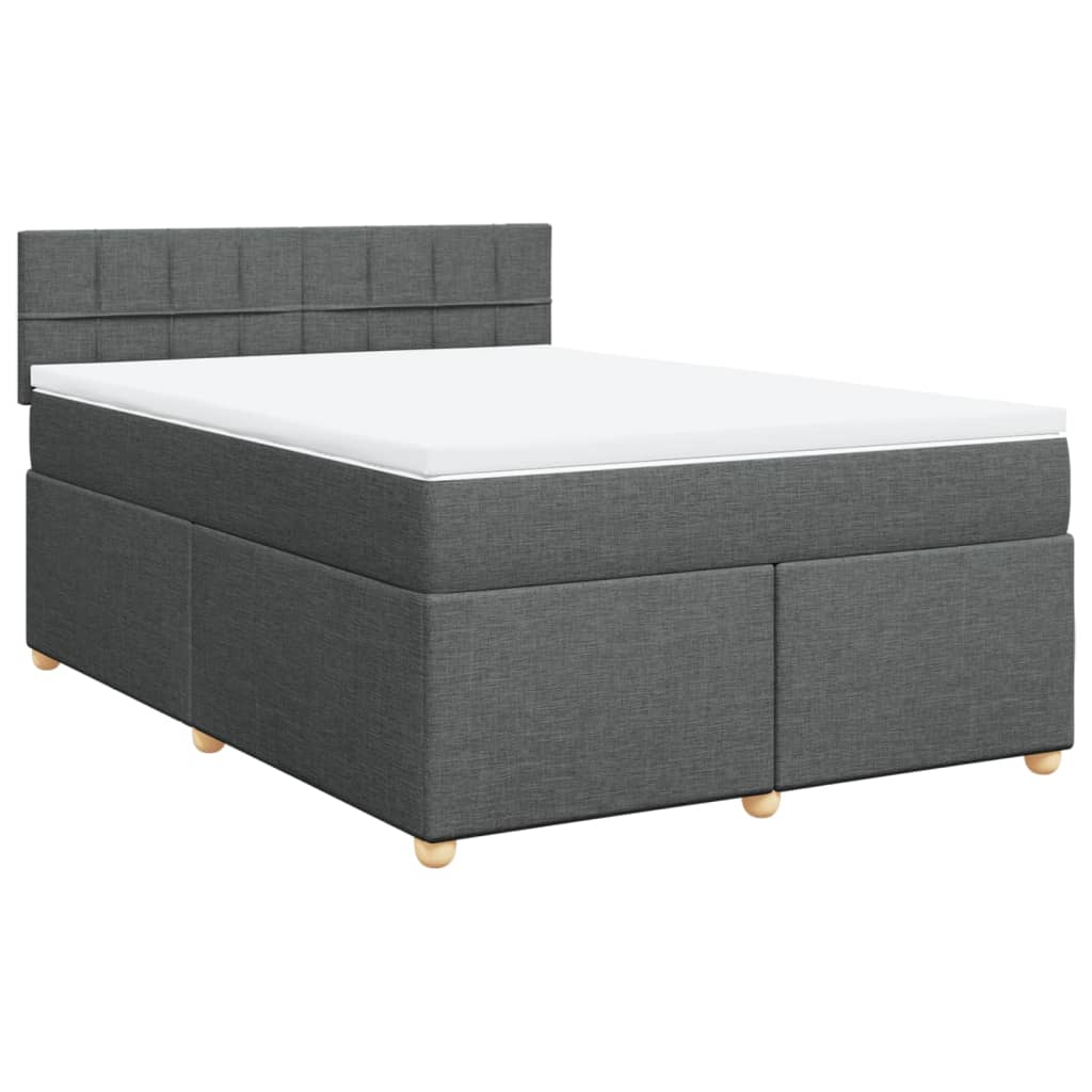 Boxspring met matras stof donkergrijs 140x200 cm – afbeelding 3