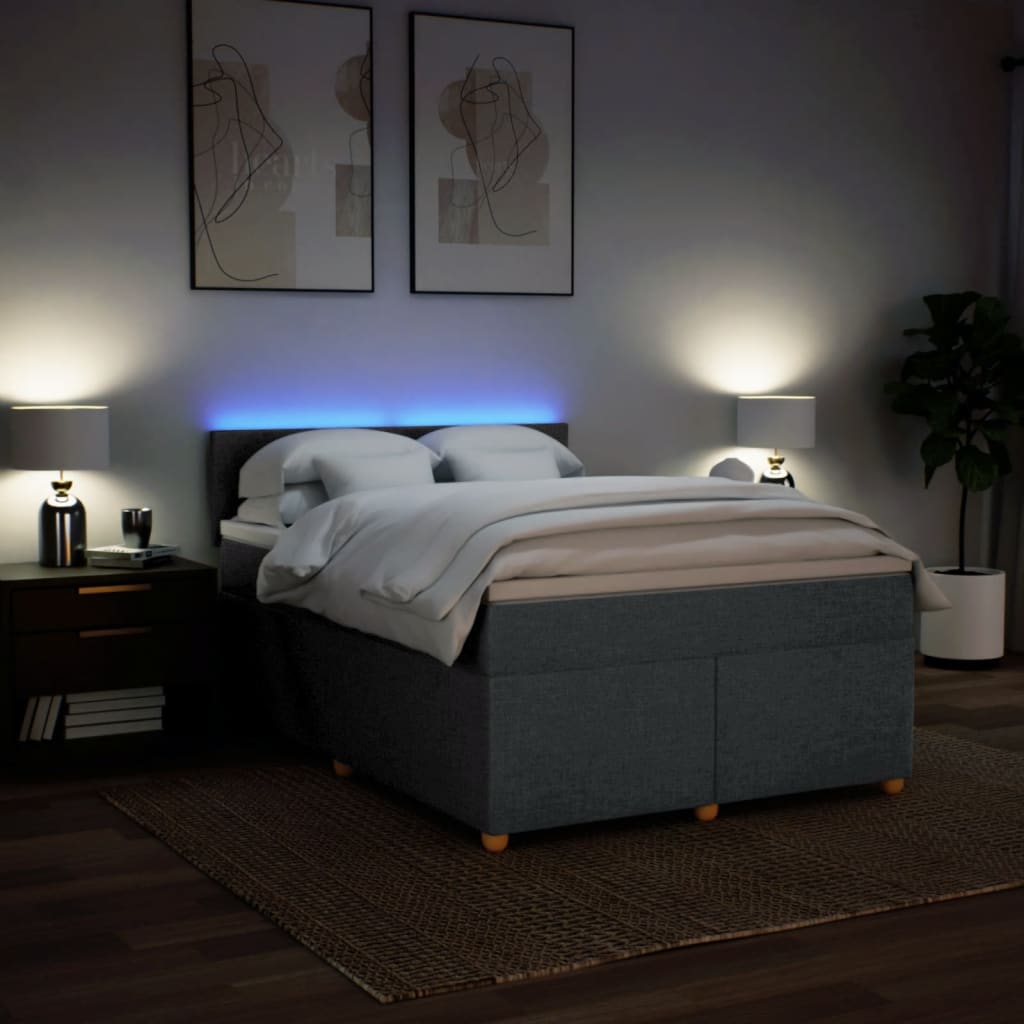 Boxspring met matras stof donkergrijs 140x200 cm – afbeelding 5