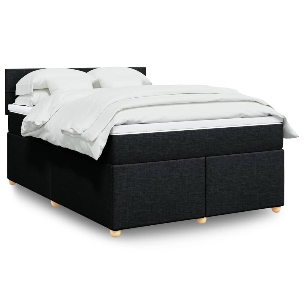 Boxspring met matras stof zwart 140x200 cm – afbeelding 1