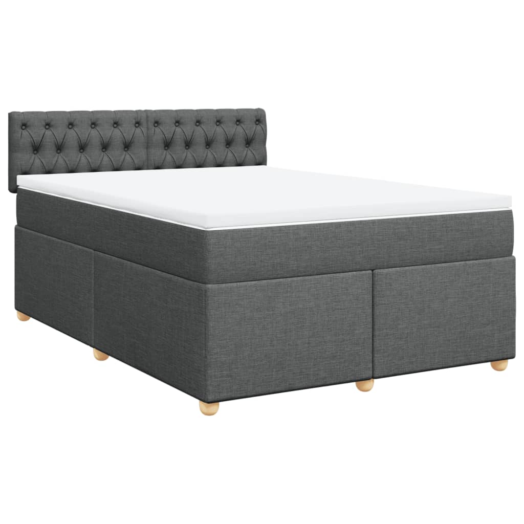 Boxspring met matras stof donkergrijs 140x200 cm – afbeelding 3