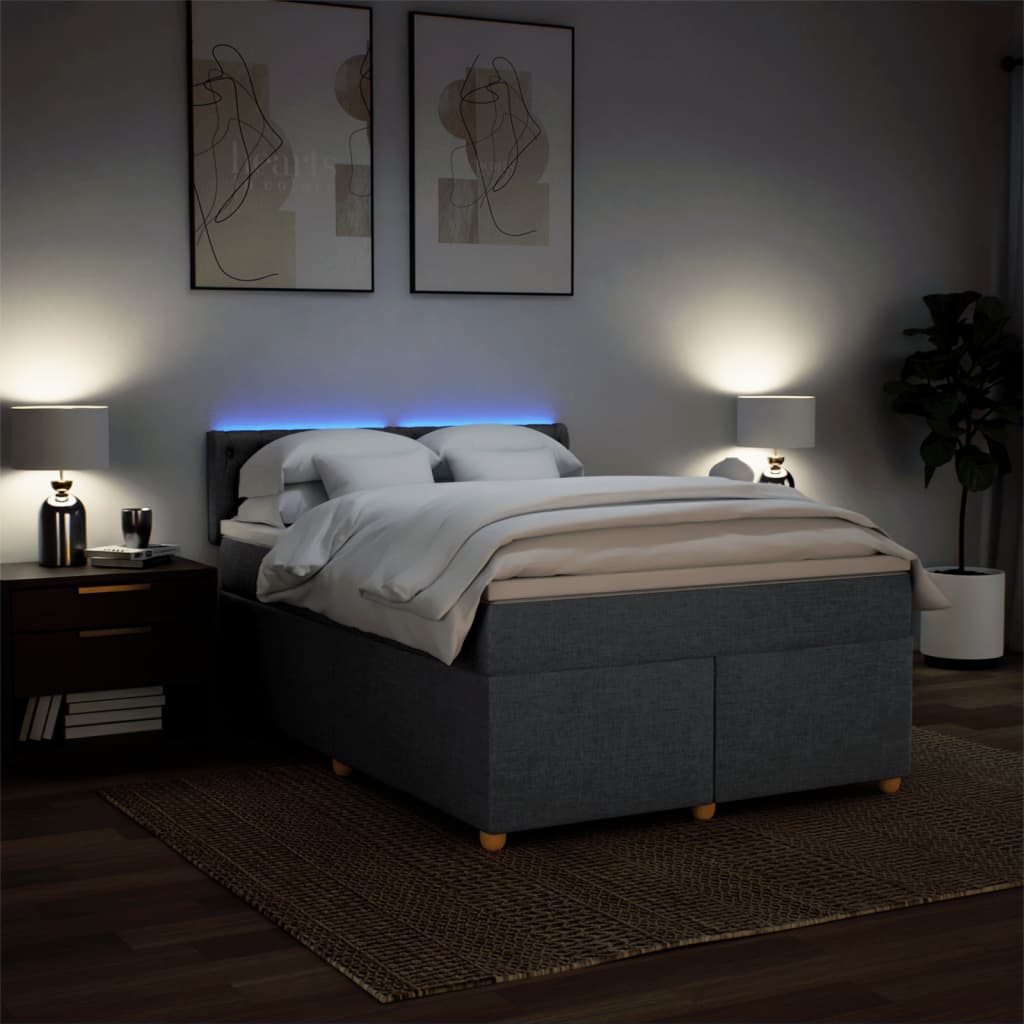 Boxspring met matras stof donkergrijs 140x200 cm – afbeelding 5