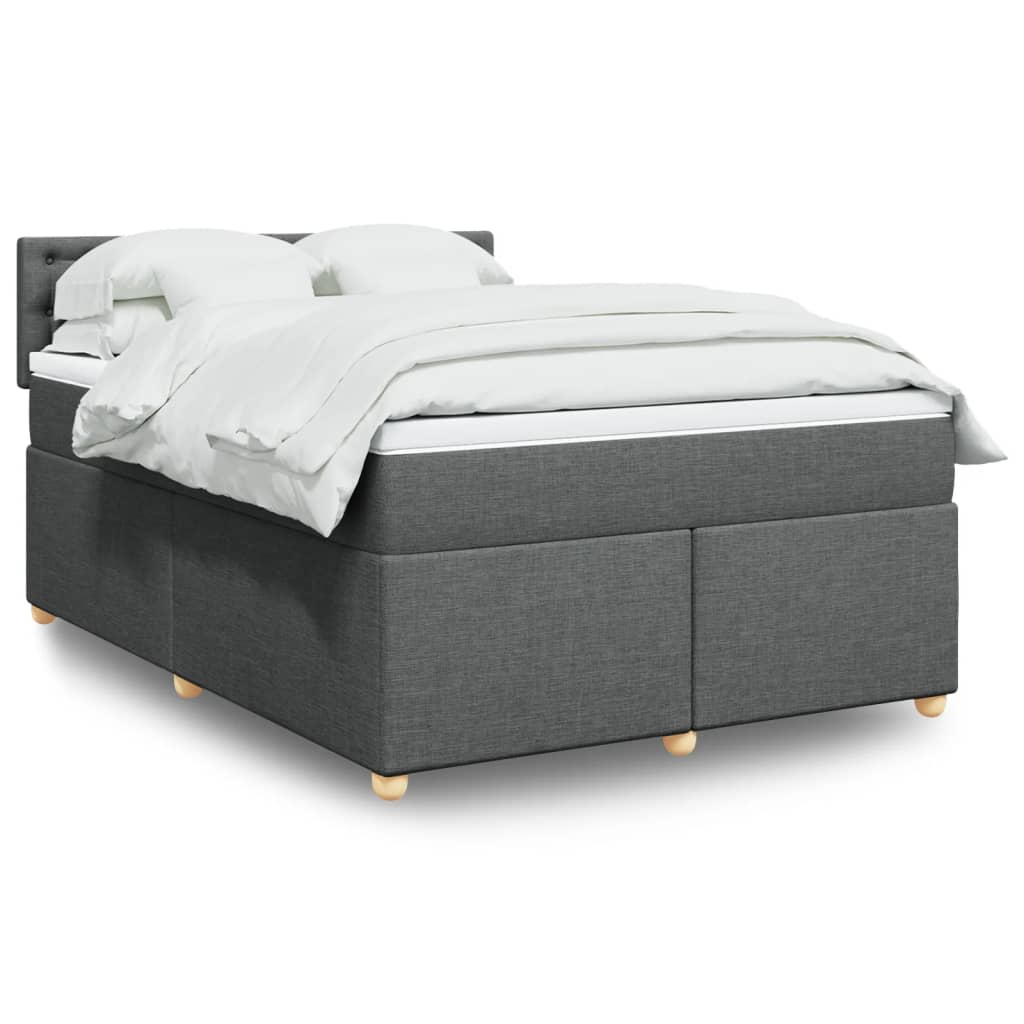 Boxspring met matras stof donkergrijs 140x200 cm – afbeelding 1