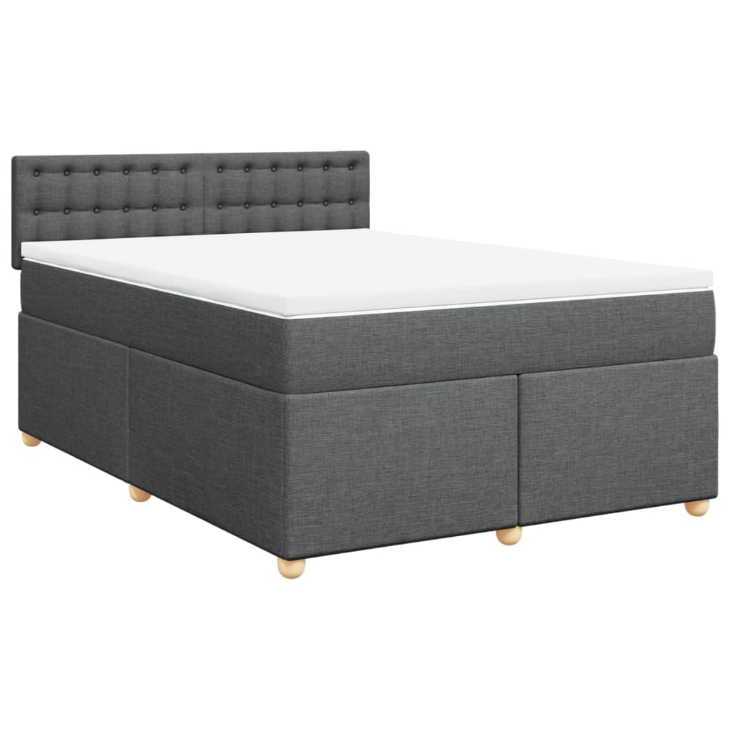 Boxspring met matras stof donkergrijs 140x200 cm – afbeelding 3
