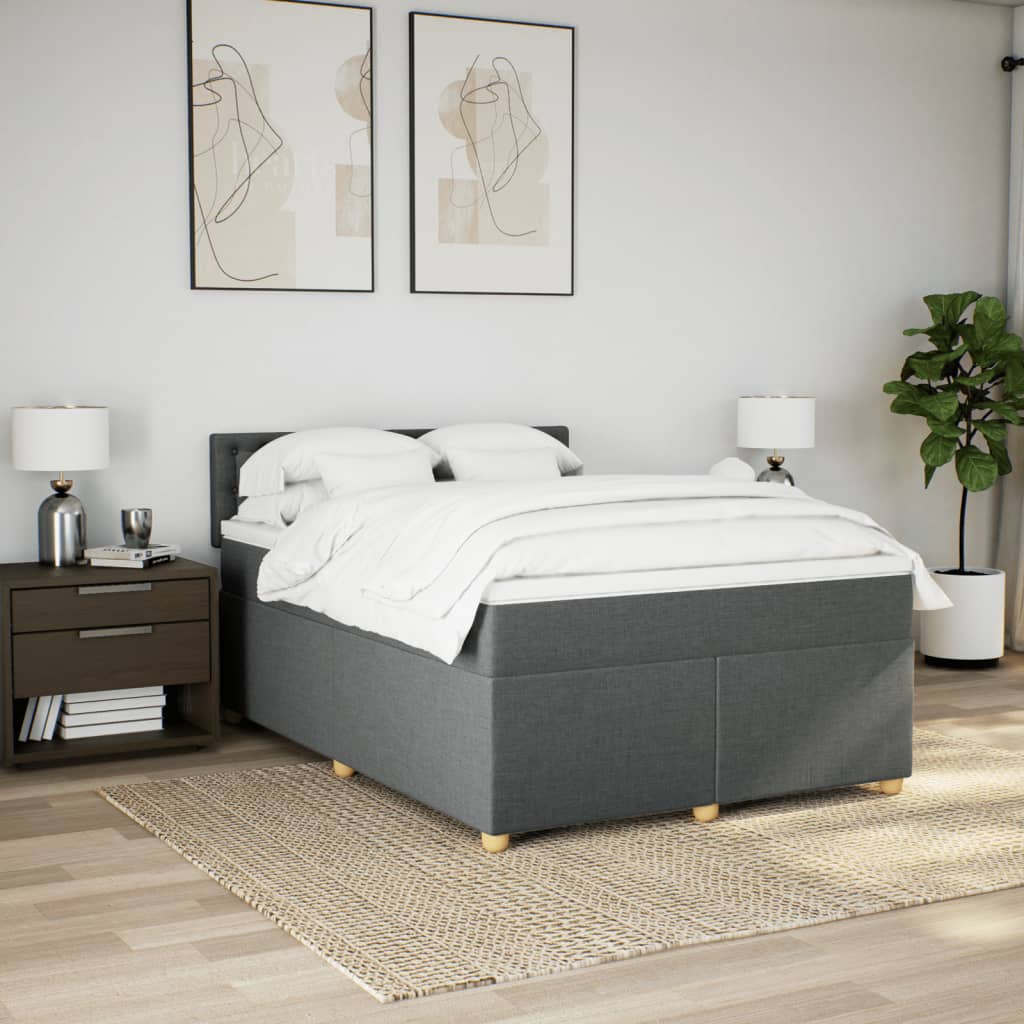 Boxspring met matras stof donkergrijs 140x200 cm – afbeelding 4