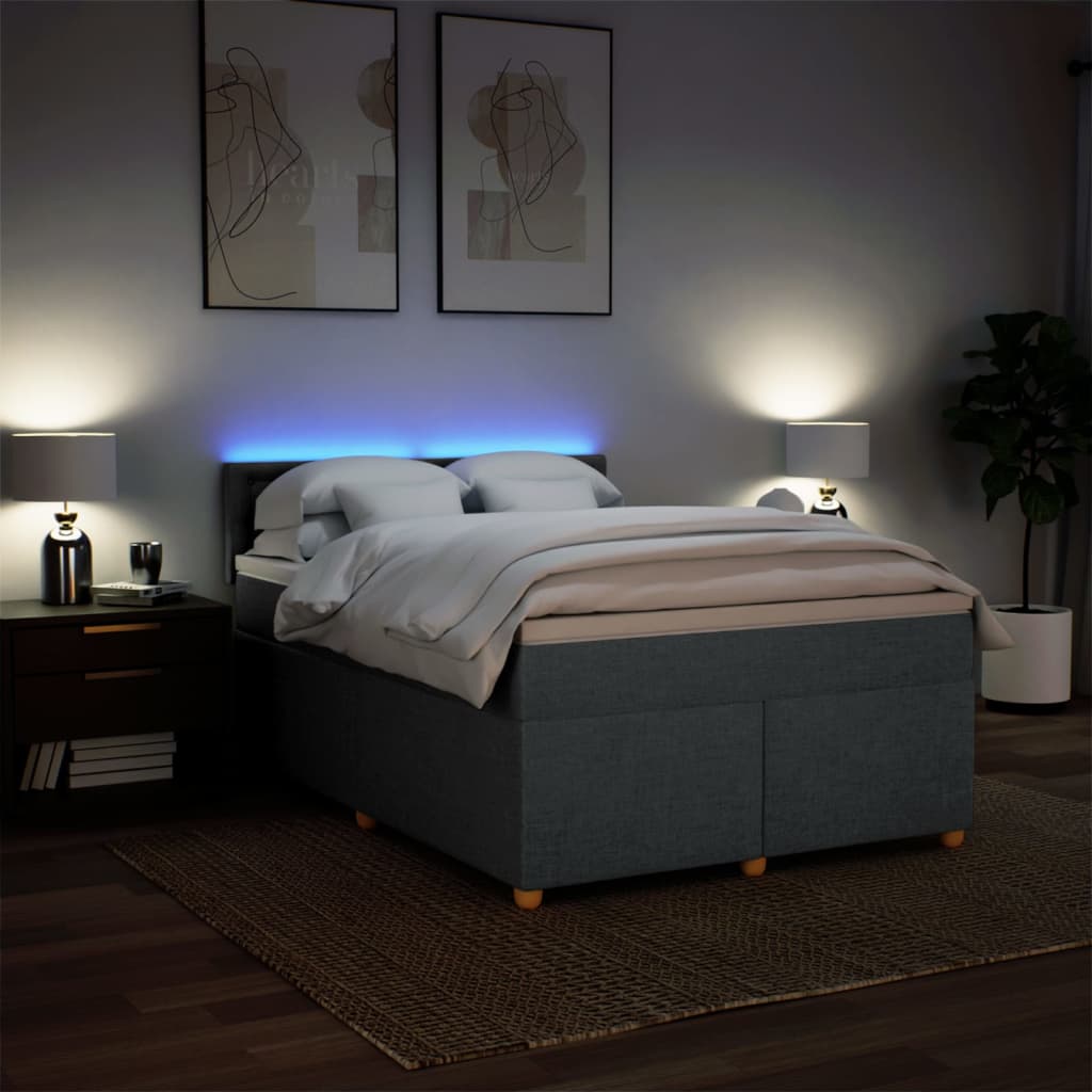 Boxspring met matras stof donkergrijs 140x200 cm – afbeelding 5