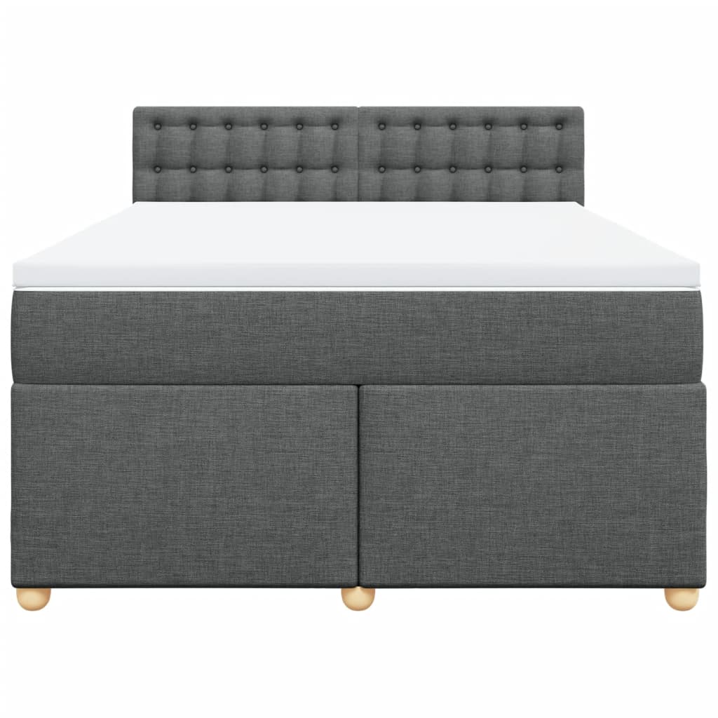 Boxspring met matras stof donkergrijs 140x200 cm – afbeelding 6