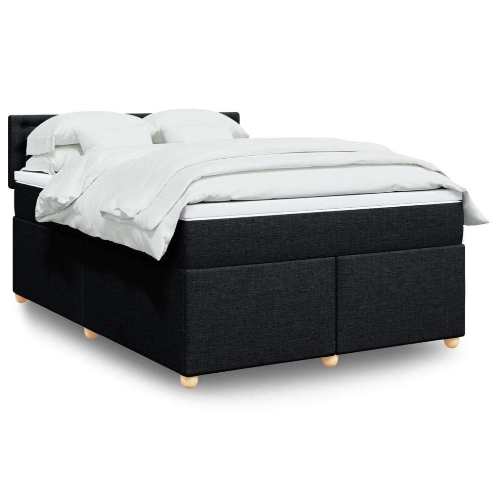 Boxspring met matras stof zwart 140x200 cm – afbeelding 1