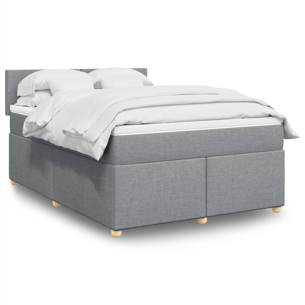Boxspring met matras stof lichtgrijs 160x200 cm – afbeelding 1