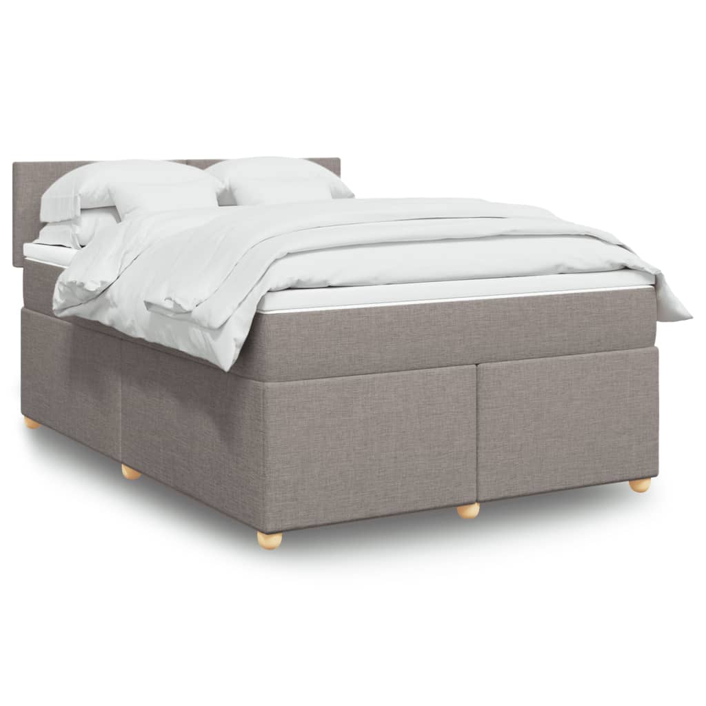 Boxspring met matras stof taupe 160x200 cm – afbeelding 1