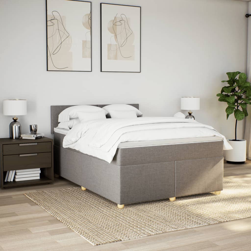 Boxspring met matras stof taupe 160x200 cm – afbeelding 4