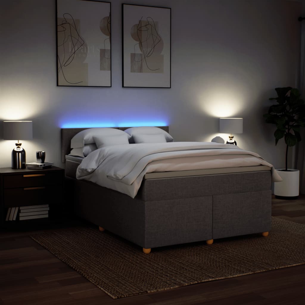 Boxspring met matras stof taupe 160x200 cm – afbeelding 5