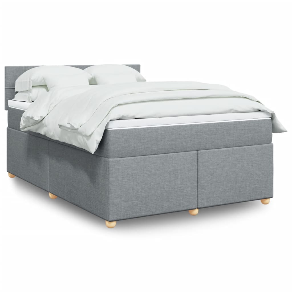 Boxspring met matras stof lichtgrijs 160x200 cm – afbeelding 1