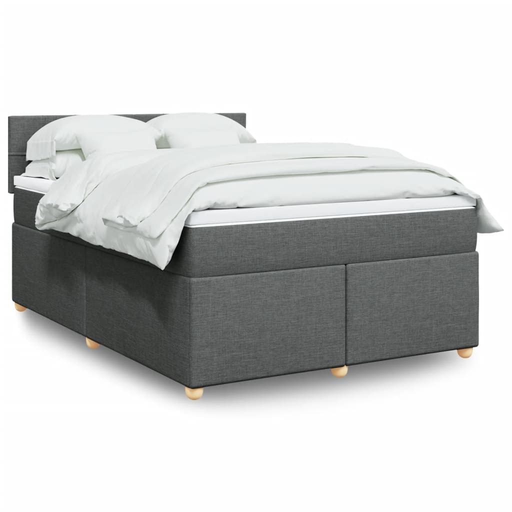 Boxspring met matras stof donkergrijs 160x200 cm – afbeelding 1