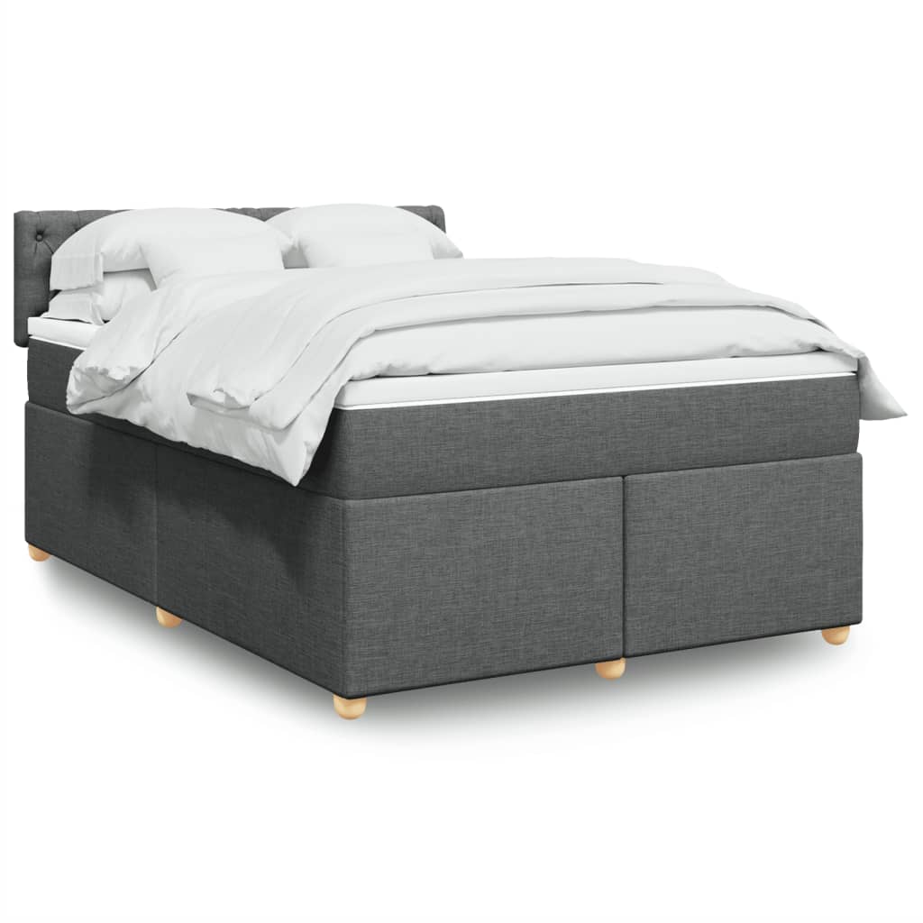 Boxspring met matras stof donkergrijs 160x200 cm – afbeelding 1