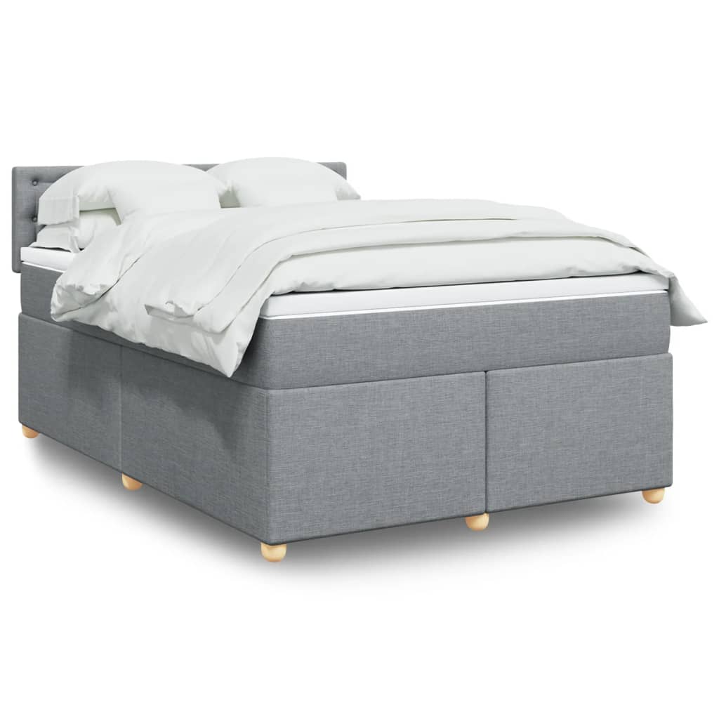 Boxspring met matras stof lichtgrijs 160x200 cm – afbeelding 1