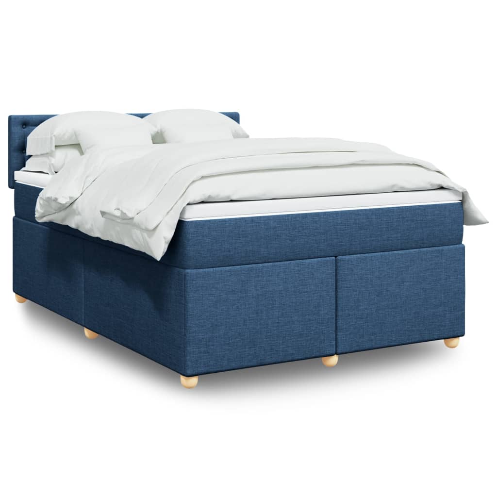 Boxspring met matras stof blauw 160x200 cm – afbeelding 1