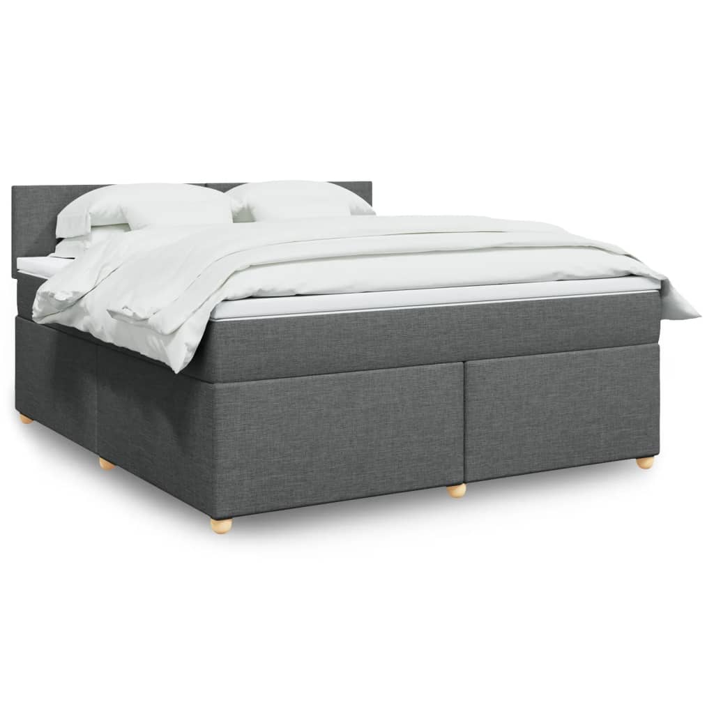 Boxspring met matras stof donkergrijs 180x200 cm – afbeelding 1