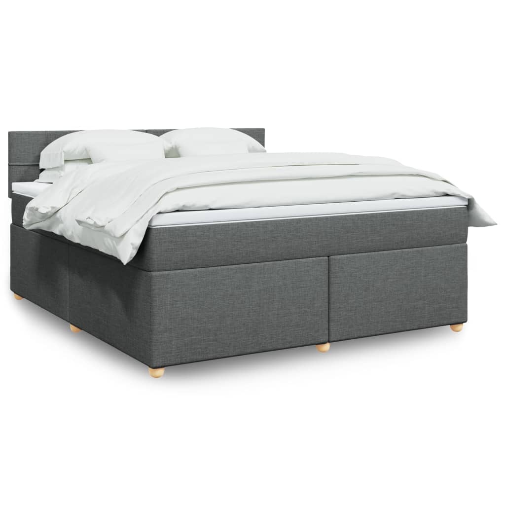Boxspring met matras stof donkergrijs 180x200 cm – afbeelding 1