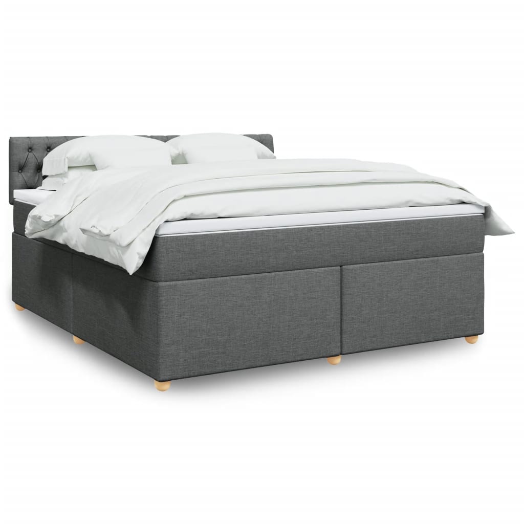 Boxspring met matras stof donkergrijs 180x200 cm – afbeelding 1