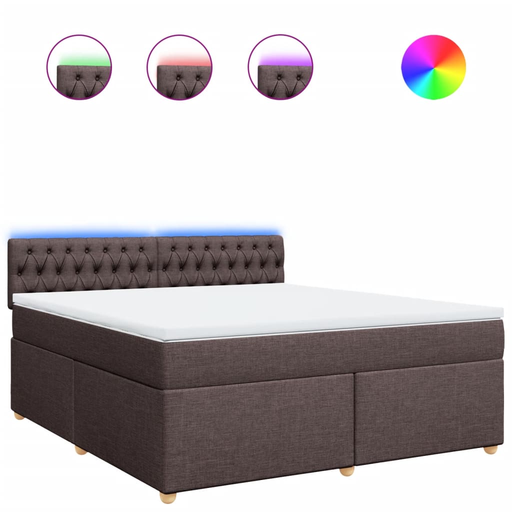 Boxspring met matras stof donkerbruin 180x200 cm – afbeelding 2