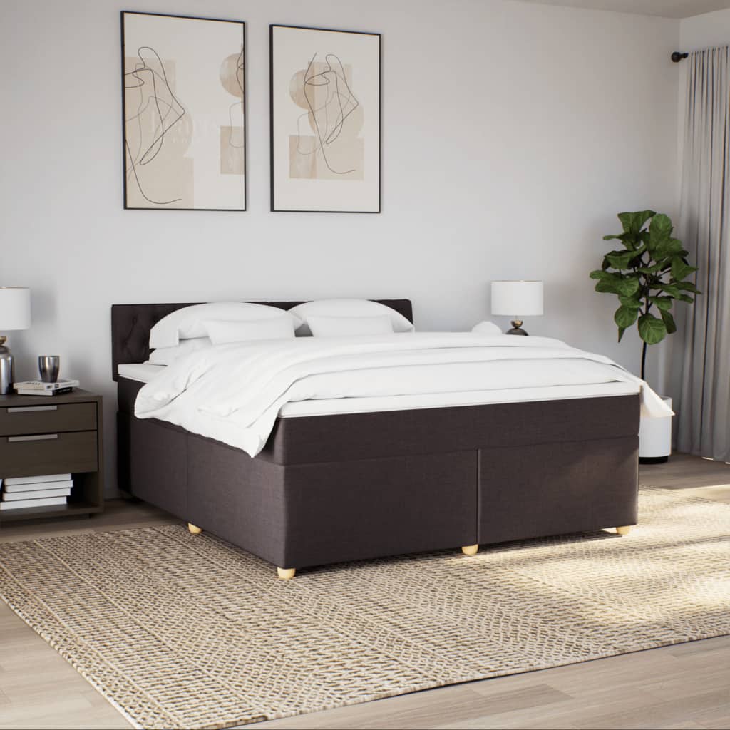 Boxspring met matras stof donkerbruin 180x200 cm – afbeelding 4