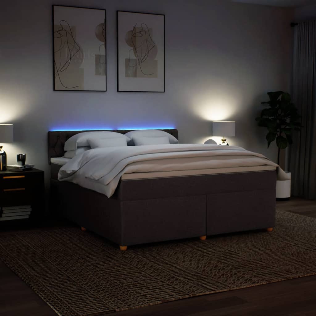 Boxspring met matras stof donkerbruin 180x200 cm – afbeelding 5