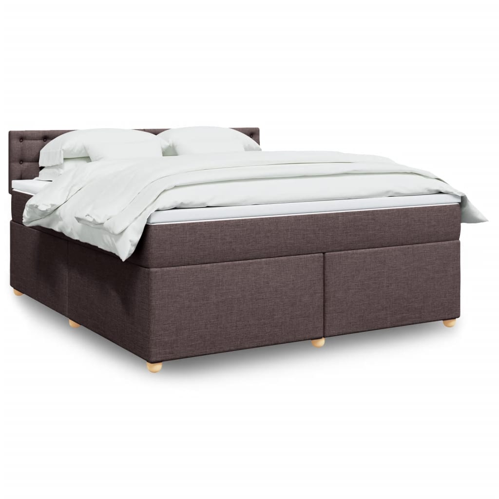 Boxspring met matras stof donkerbruin 180x200 cm – afbeelding 1