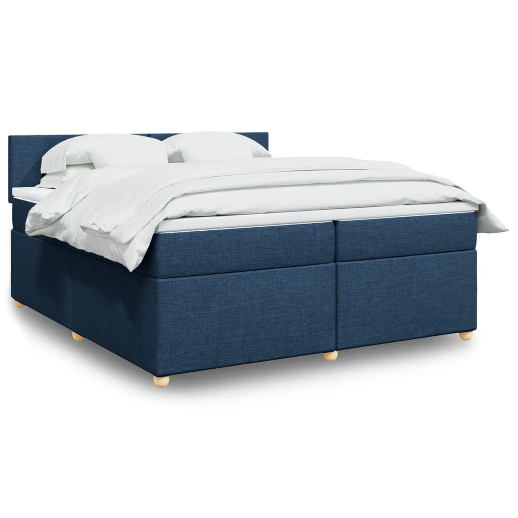 Boxspring met matras stof blauw 200x200 cm – afbeelding 1