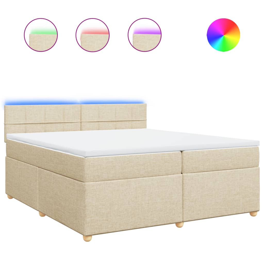 Boxspring met matras stof crèmekleurig 200x200 cm – afbeelding 2