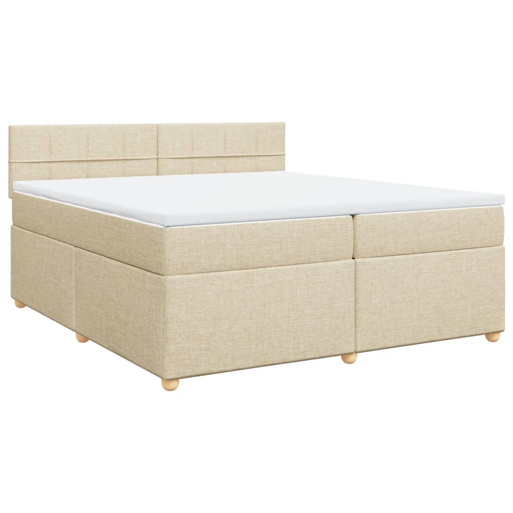 Boxspring met matras stof crèmekleurig 200x200 cm – afbeelding 3