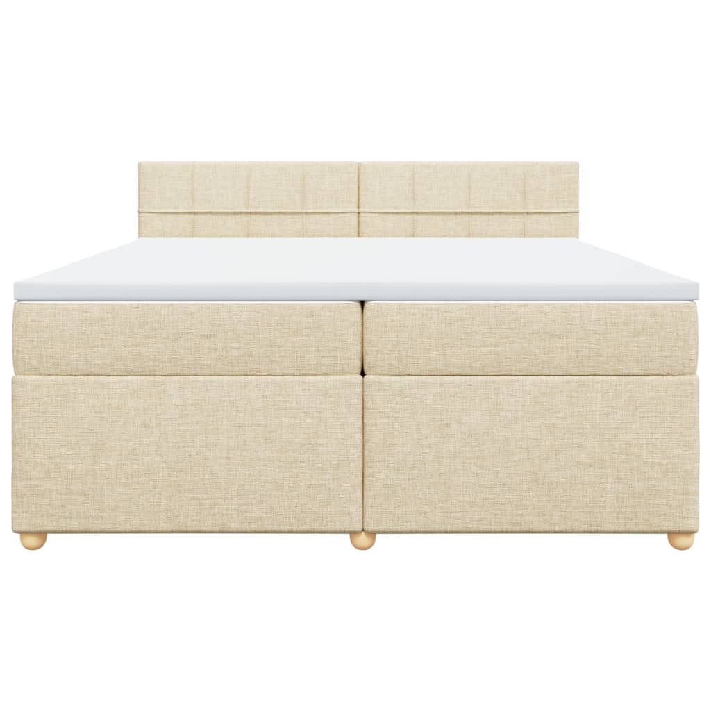 Boxspring met matras stof crèmekleurig 200x200 cm – afbeelding 6