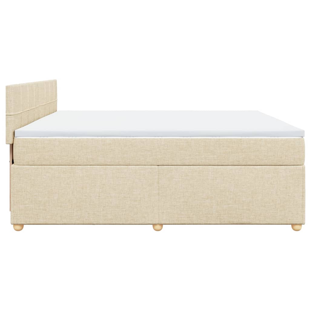 Boxspring met matras stof crèmekleurig 200x200 cm – afbeelding 7