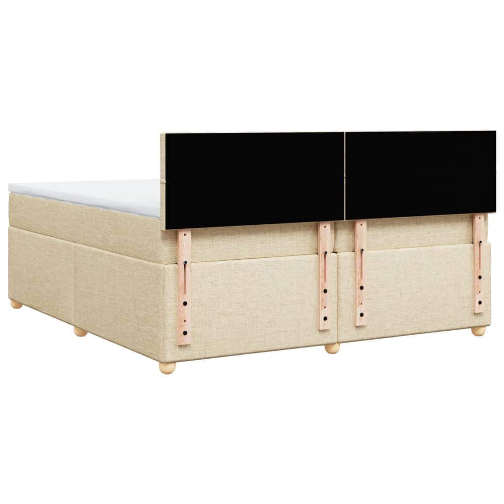 Boxspring met matras stof crèmekleurig 200x200 cm – afbeelding 8