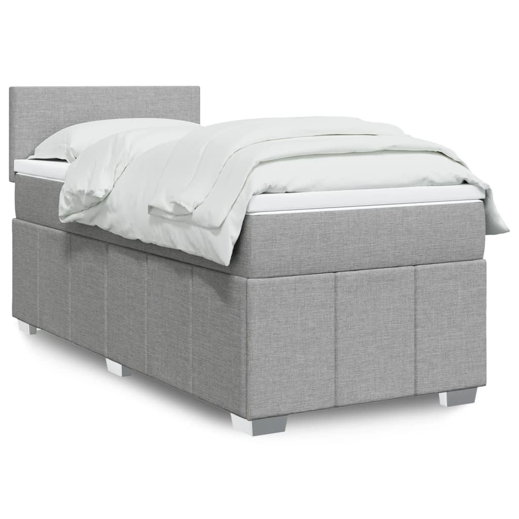 Boxspring met matras stof lichtgrijs 80x200 cm – afbeelding 1