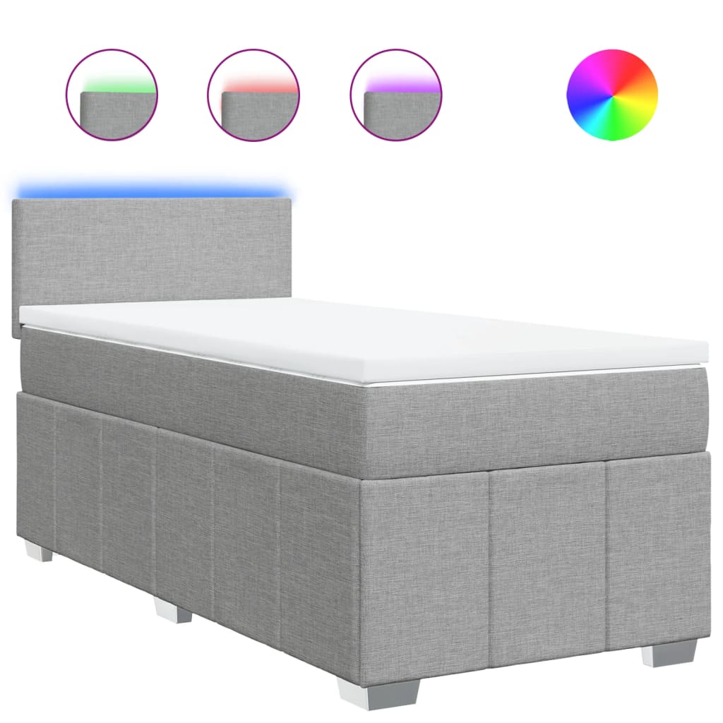 Boxspring met matras stof lichtgrijs 80x200 cm – afbeelding 2