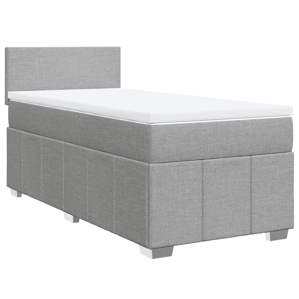 Boxspring met matras stof lichtgrijs 80x200 cm – afbeelding 3